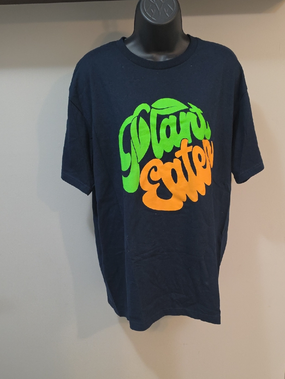 Graphic 'Plant Eaters' Tee in Black with Neon Green & Orange Print